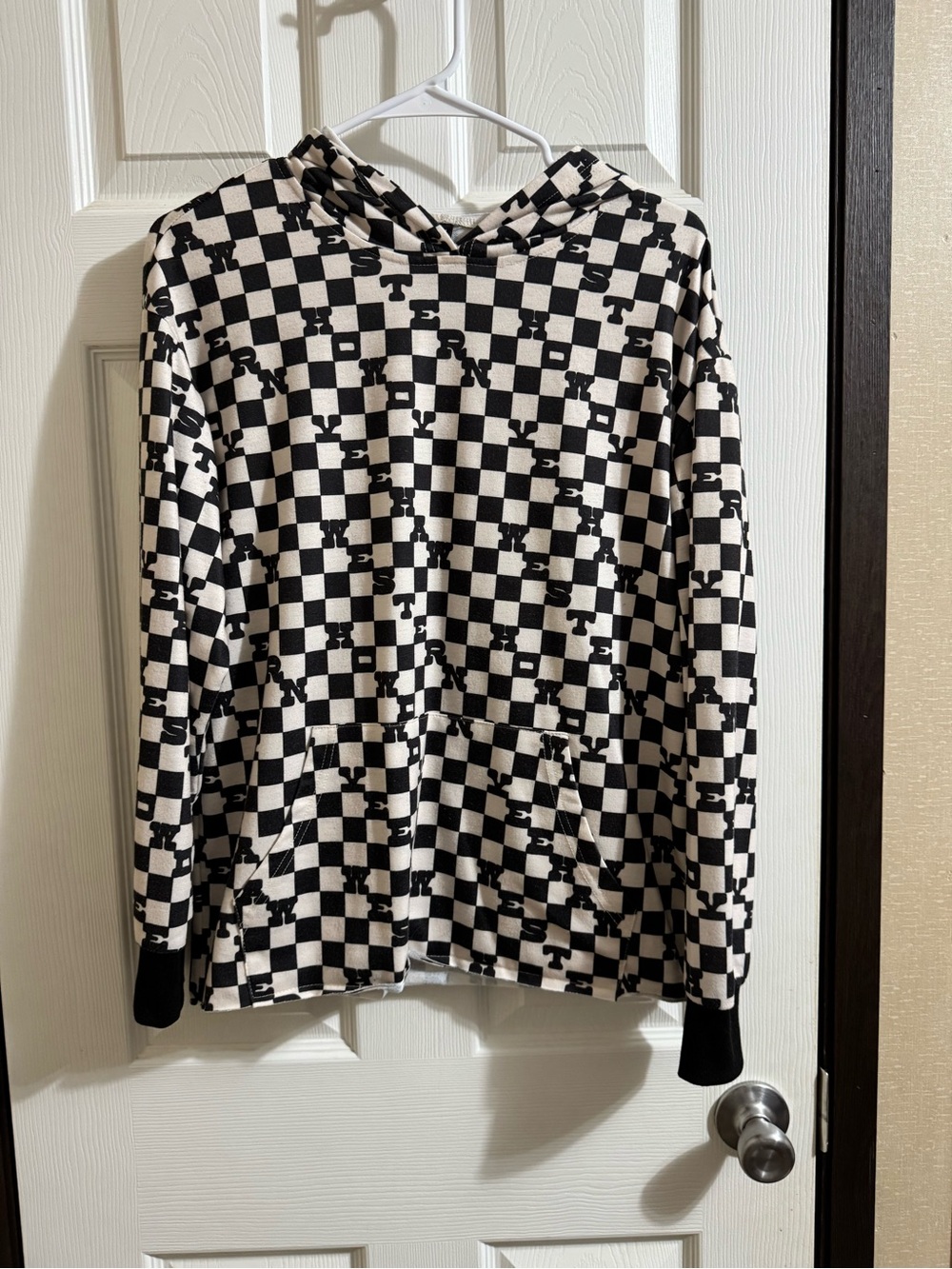 2 fly co Black & White Checkerboard lightweight Hoodie
